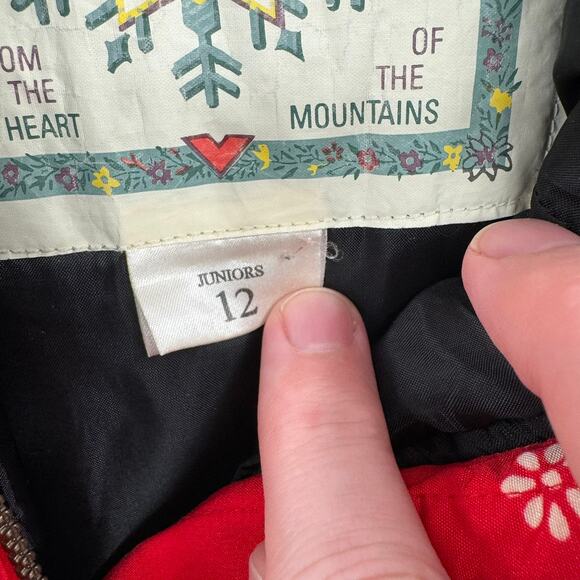 Obermeyer Snow Flake Print Ski Snowboard Jacket Juniors 12 Red White Youth - Picture 8 of 15